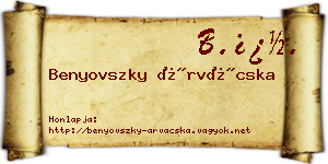 Benyovszky Árvácska névjegykártya